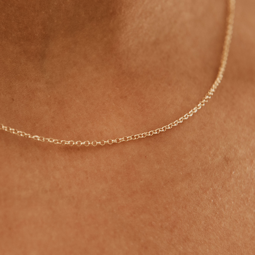 Bild von Silberkette "Rolo" 1mm, Vergoldet