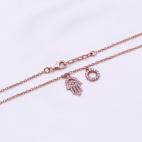 Image de Hand der Fatima mit CZ Halskette 45m, Silber 925 roségold