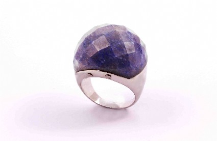 Image de Blauer Quarz Ring fac. Cabochon 23x24mm Silber 925, Rhodiniert