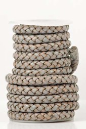 Bild von Lederband geflochten 8mm grau antik, auf 5m-Rolle