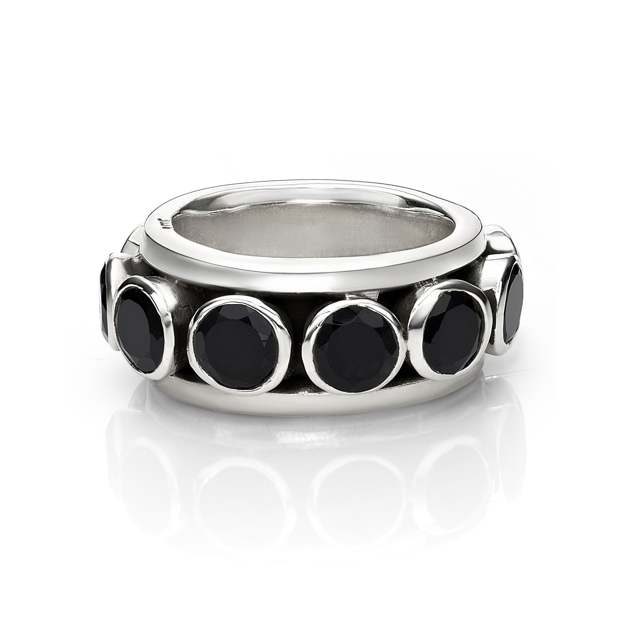 Immagine di Onyx Ring mit ca. 10 facettierten Cabochons, Silber 925