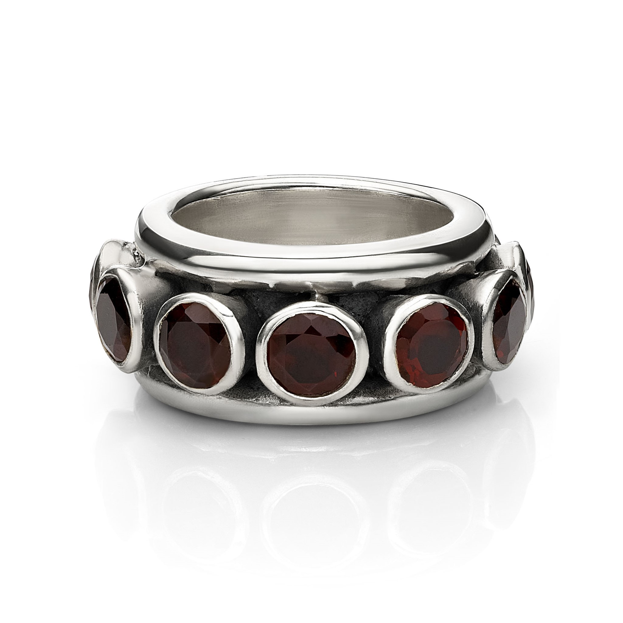 Image de Granat Ring mit ca. 10 facettierten Cabochons, Silber 925