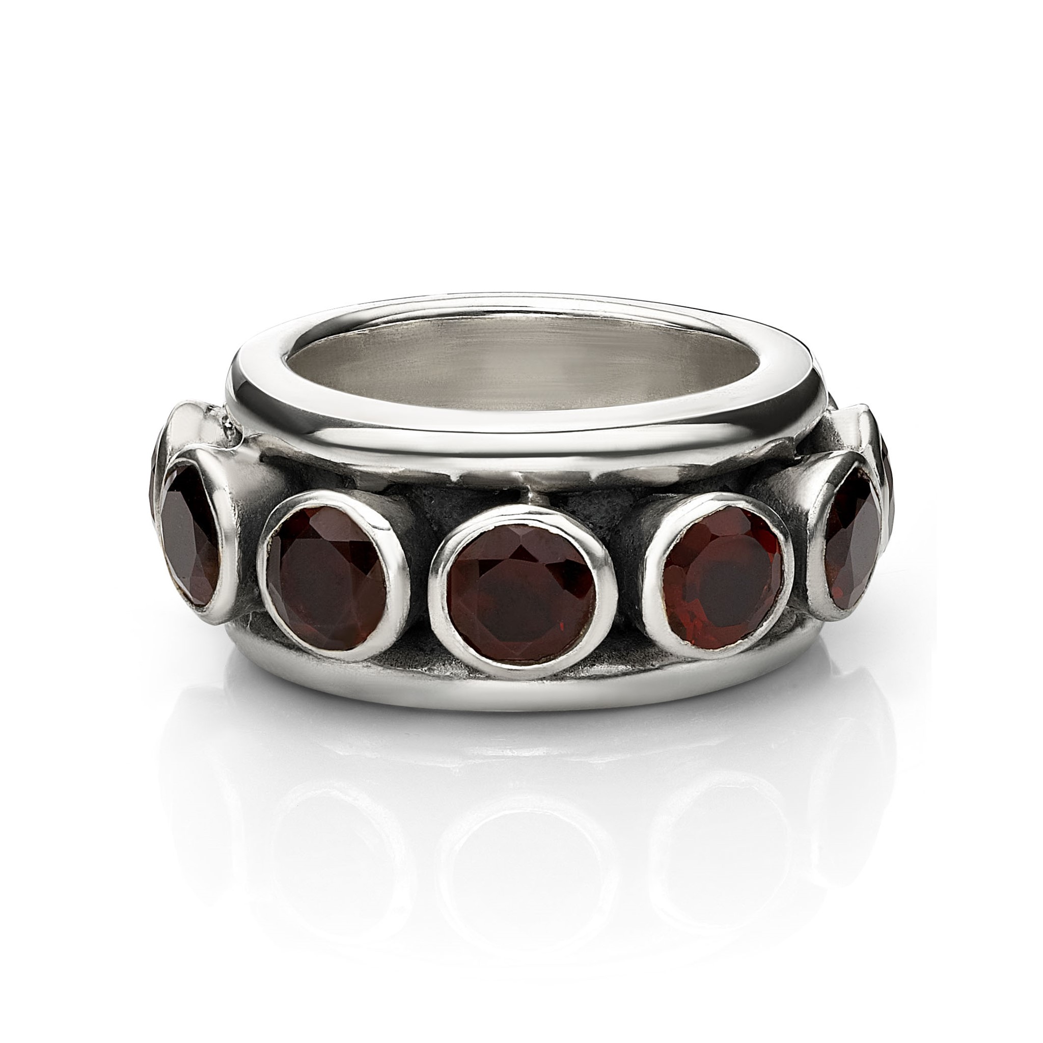 Immagine di Granat Ring mit ca. 10 facettierten Cabochons, Silber 925