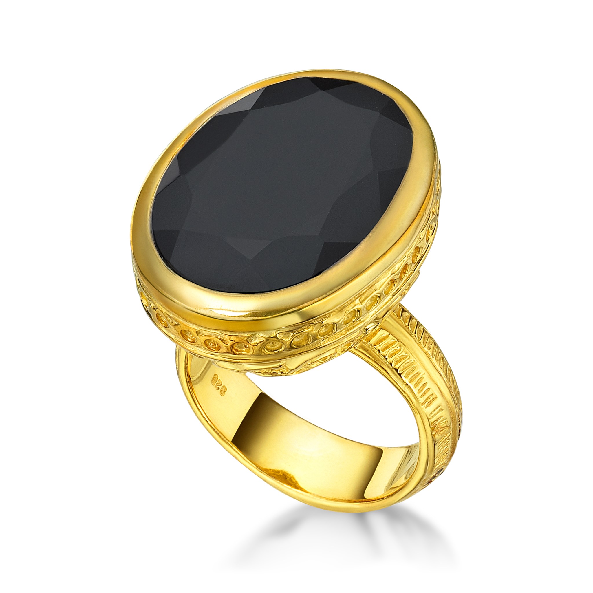 Image de Onyx Ring Zisiliert Silbervergoldet