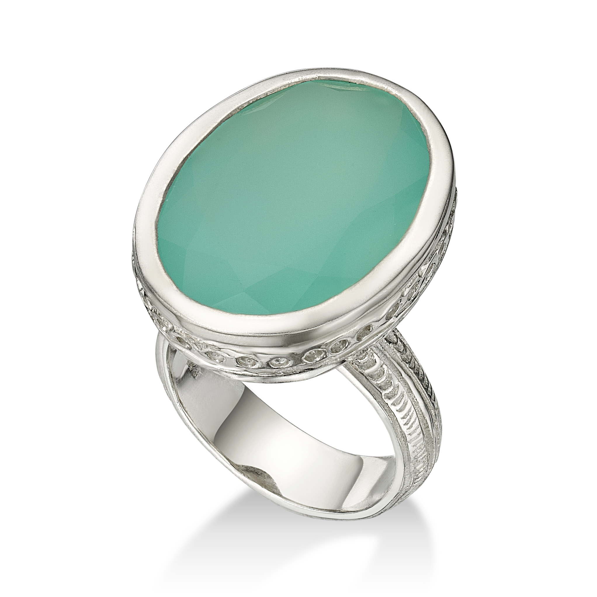 Immagine di Grüner Chalcedon Ring zisiliert Silber 925