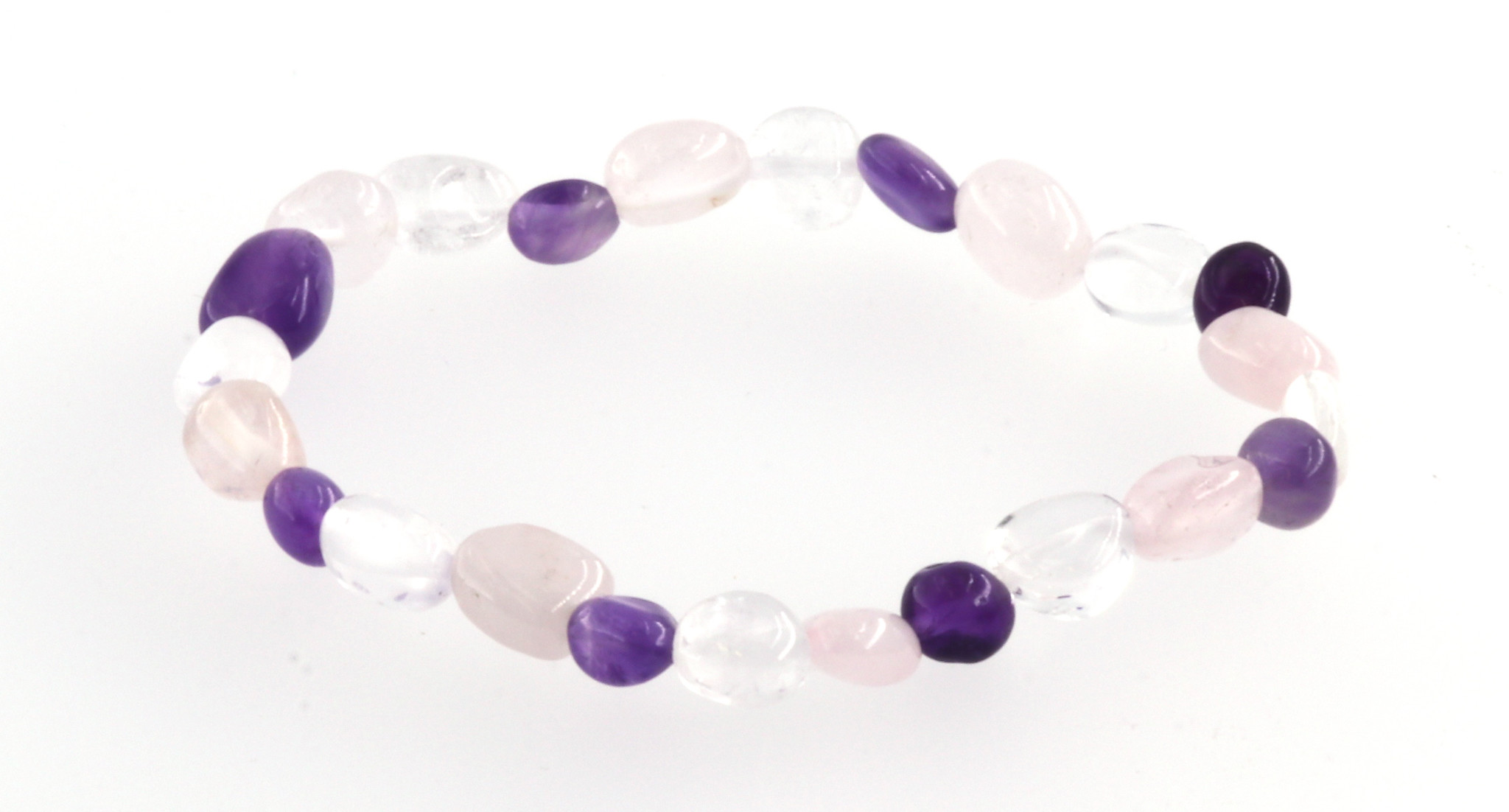 Bild von Amethyst, Bergkristall & Rosenquarz Nuggets Crazy Armband ca. 6mm