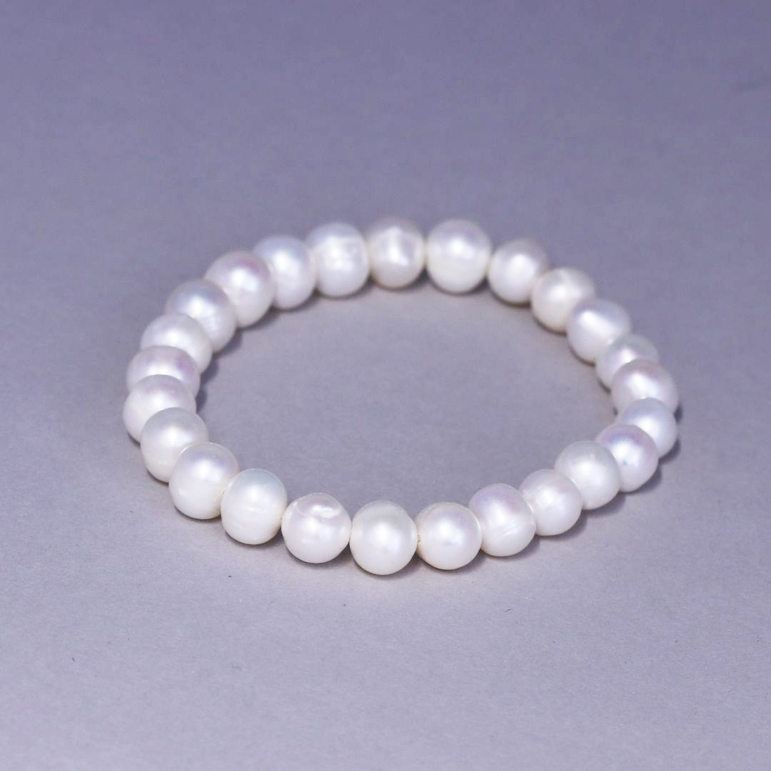 Bild von Perlen Armband Barock 8mm weiss