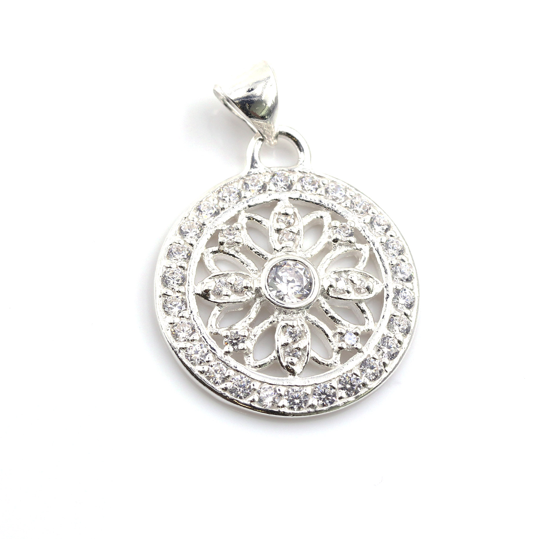 Bild von Celtic-Blume 20mm mit CZ Anhänger, Silber 925