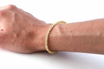 Immagine di Labradorit fac. Button 2.5mm mit Silber Daisy Flower Armband, Silber vergoldet
