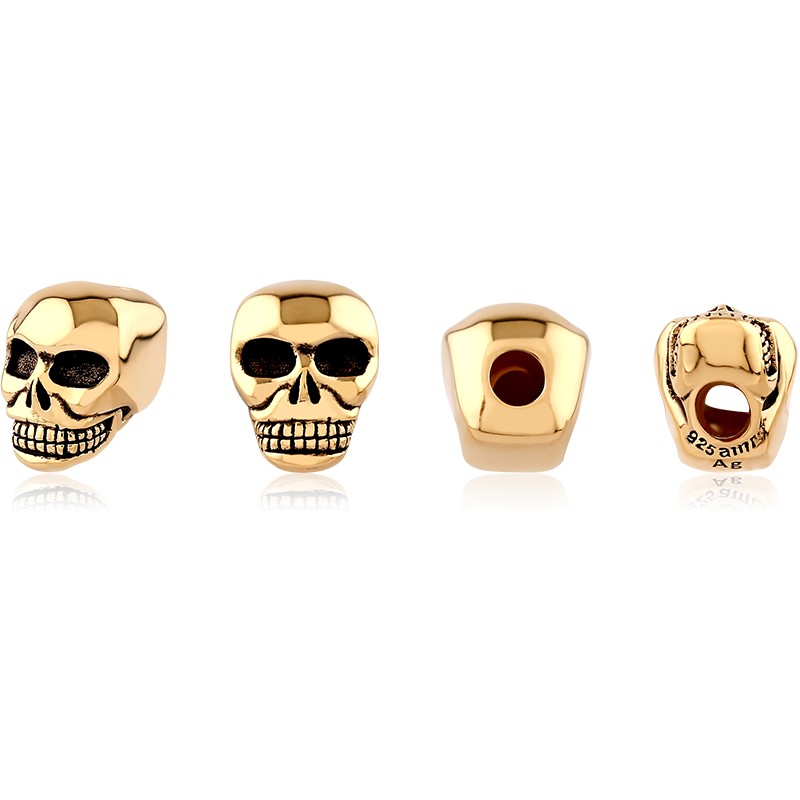 Bild von TOP-Bead Skull horizontal gelocht 7x10mm , Silber vergoldet 18k