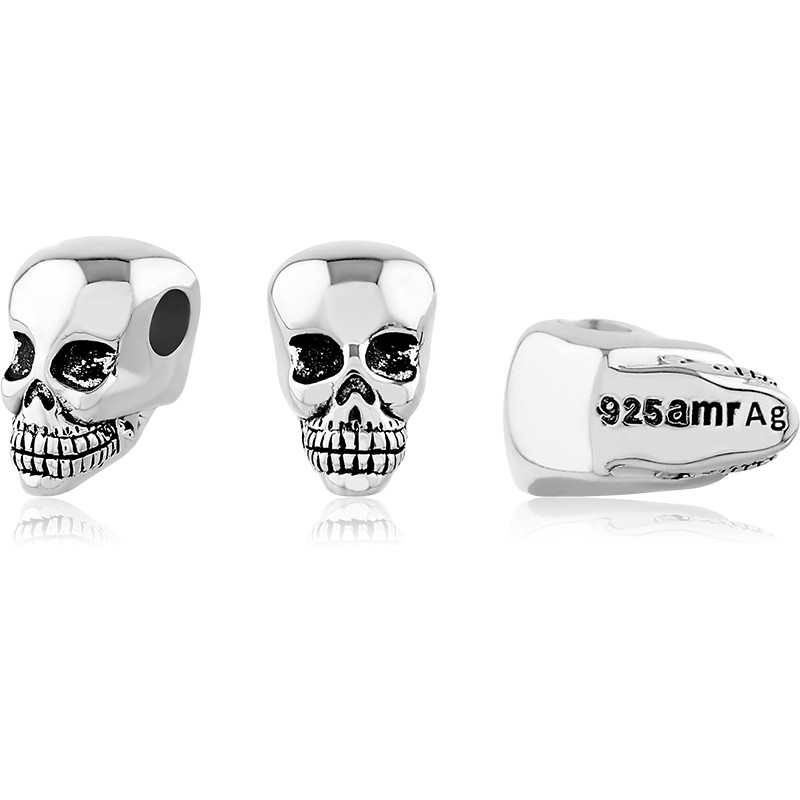 Image de TOP-Bead Skull vertikale gelocht 6x10mm, Silber 925