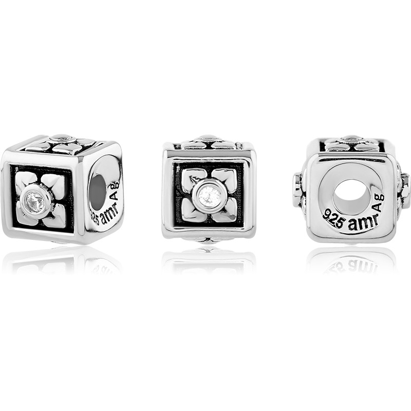 Immagine di TOP-Bead Quadrat mit CZ 7mm , Silber 925