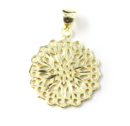 Bild von Mandala Blume 20mm Anhänger, Silber vergoldet