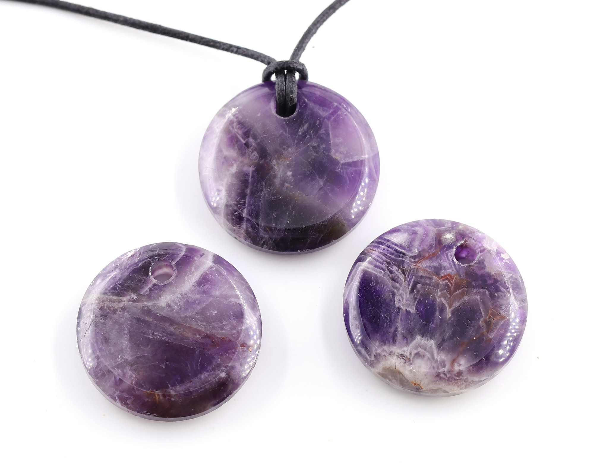 Bild von Amethyst Round Disc 30mm Anhänger (3er Set)