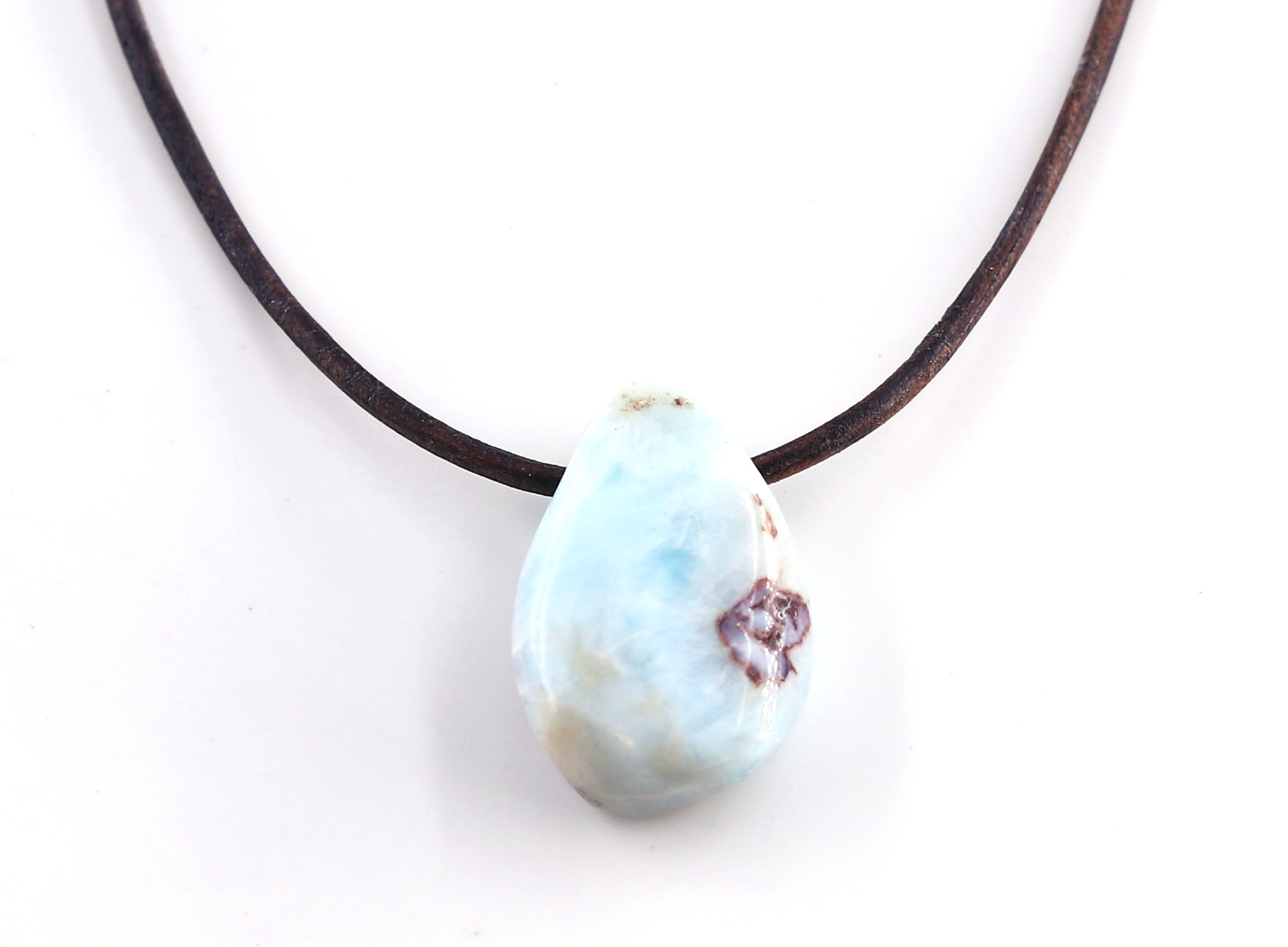 Image de Larimar Trommelstein mit Loch Anhänger A-Qualität (ca.3-4g)