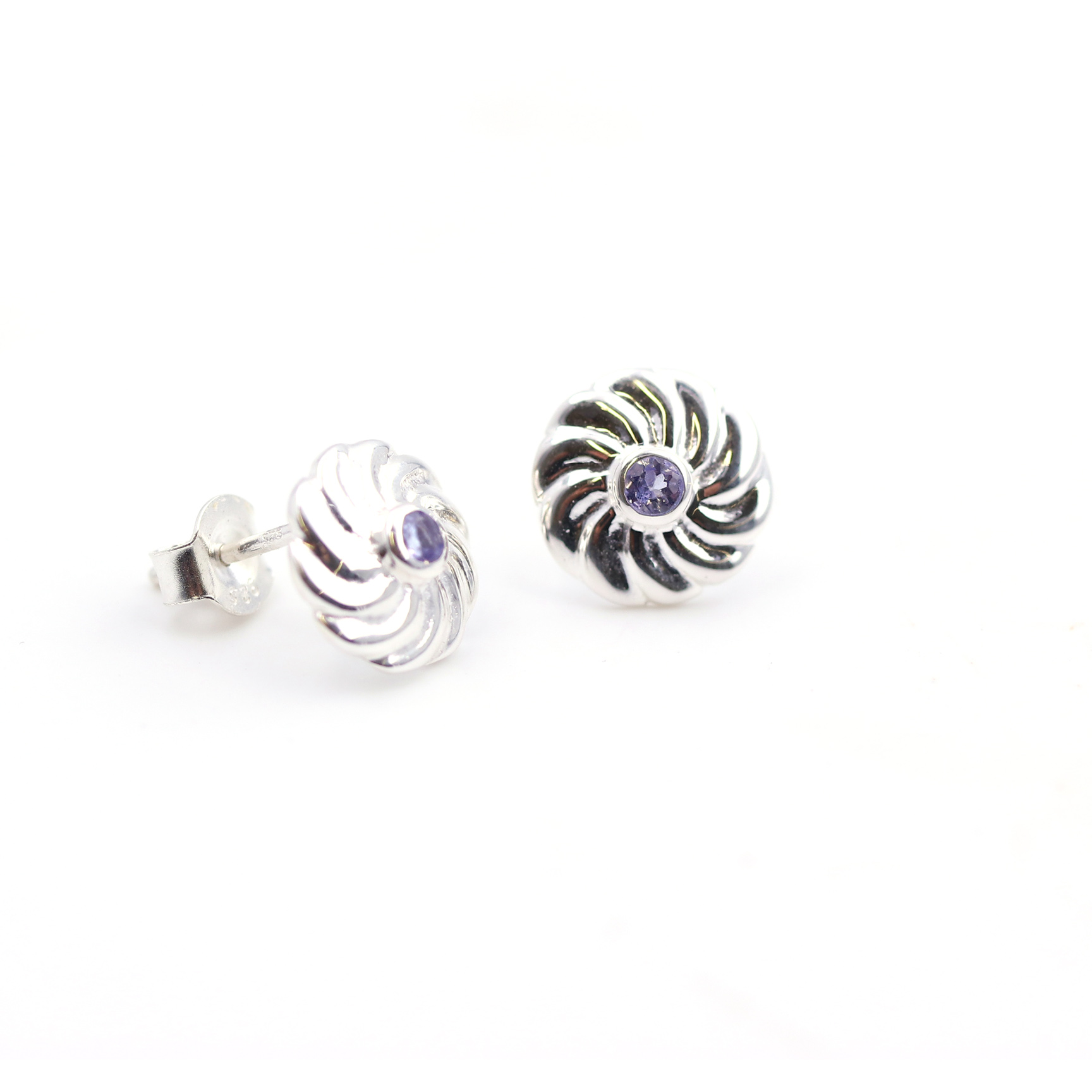 Bild von Tansanit "Stone in the Moon" 10mm Ohrstecker, Silber 925