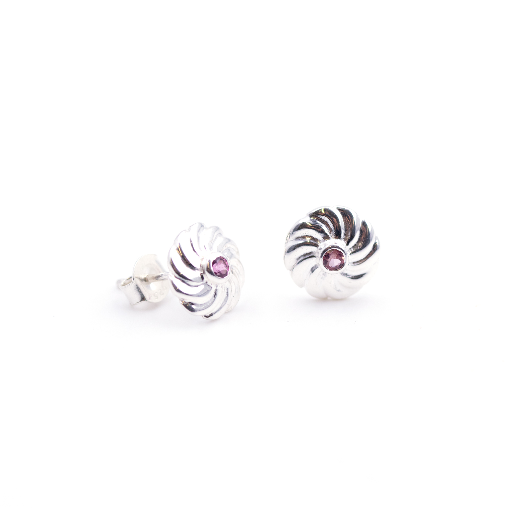 Bild von Turmalin Pink "Stone in the Moon" 10mm Ohrstecker, Silber 925