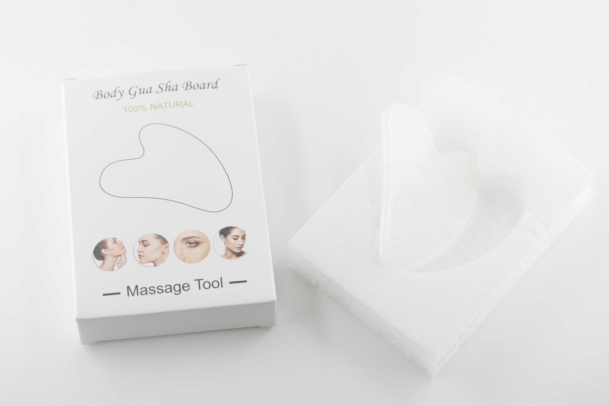 Immagine di Bergkristall Guasha Massage Form 8x5cm, mit Box