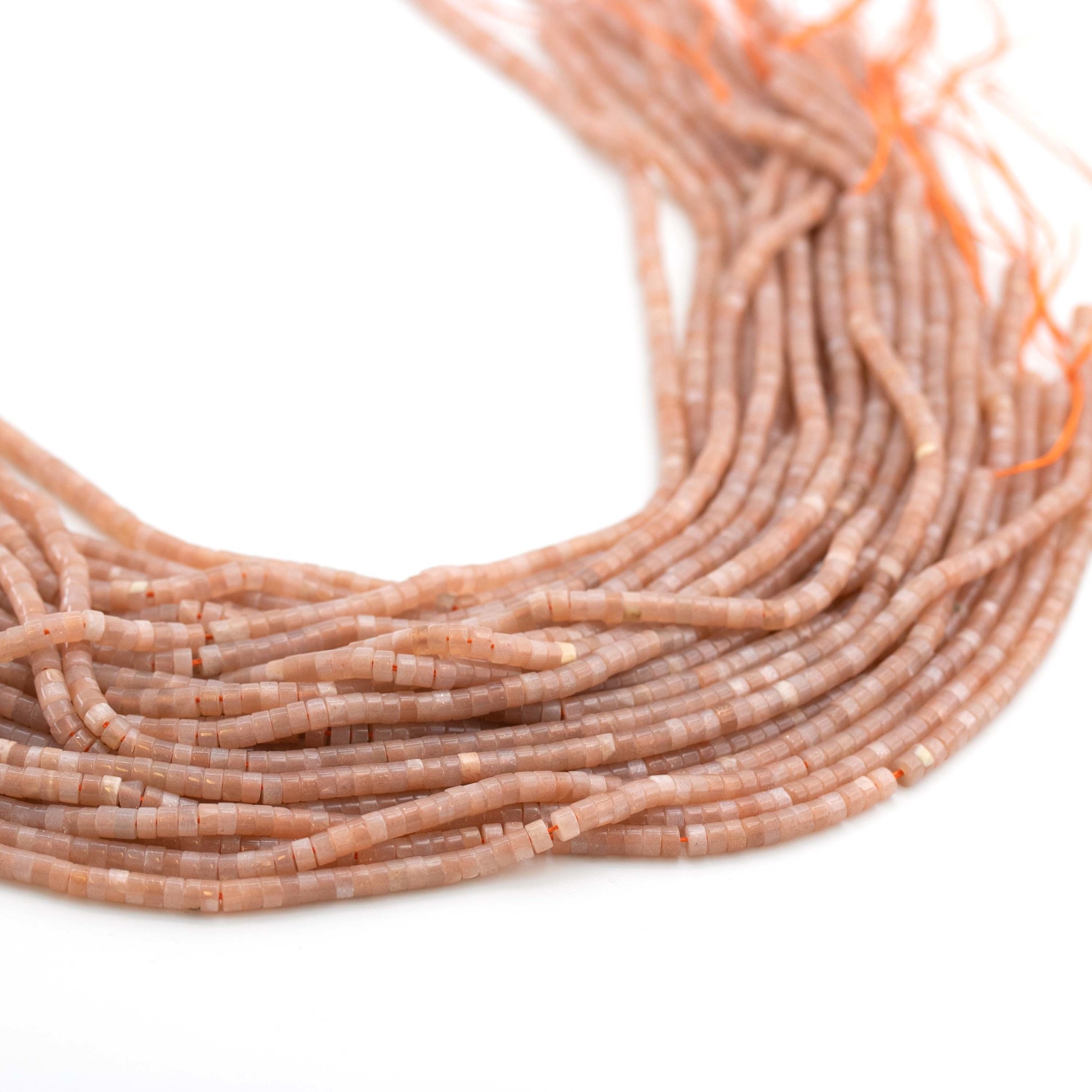 Bild von Mondstein Walze 4mm "Heishi" Strang (peach)