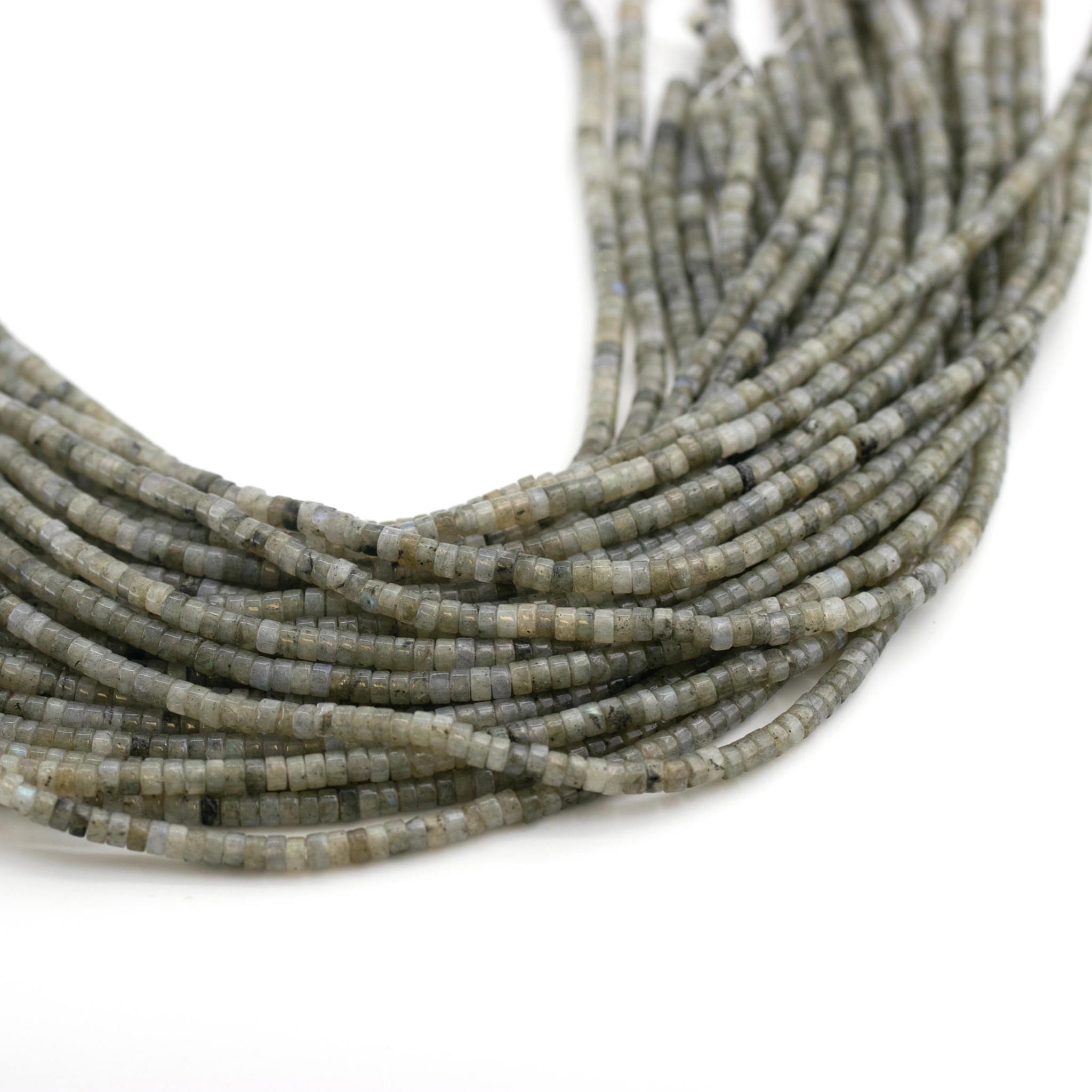 Bild von Labradorit Walze 4mm "Heishi" Strang 