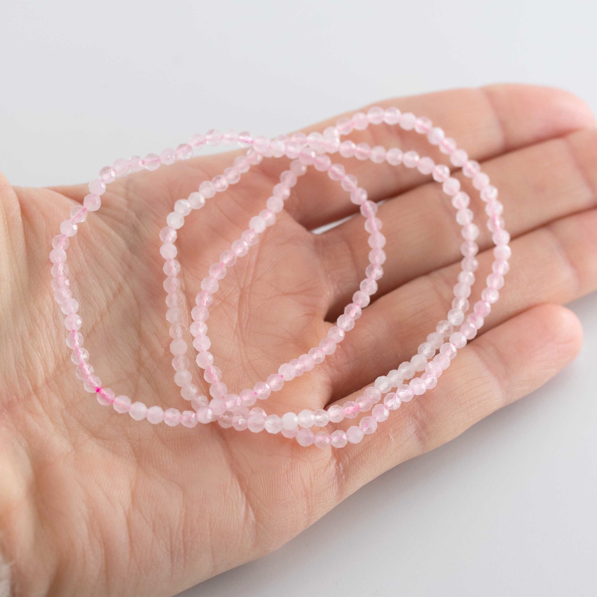 Rosenquarz fac. Kugeln  3mm Armband