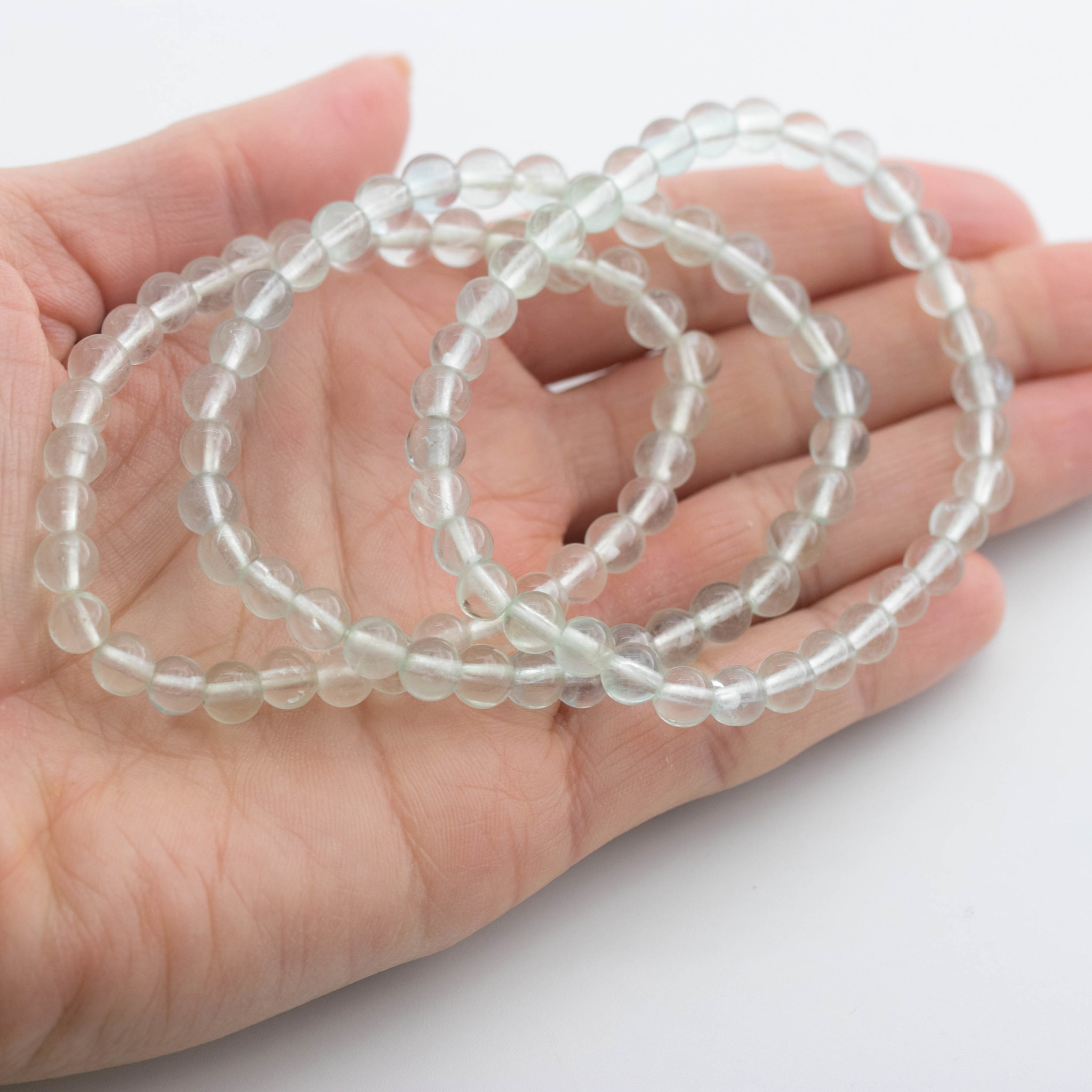 Fluorit Kugeln  6mm Armband (blau)