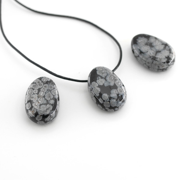 Bild von Schneeflocken Obsidian Nugget-Tropfen 20x30mm mit 3mm Loch Anhänger 