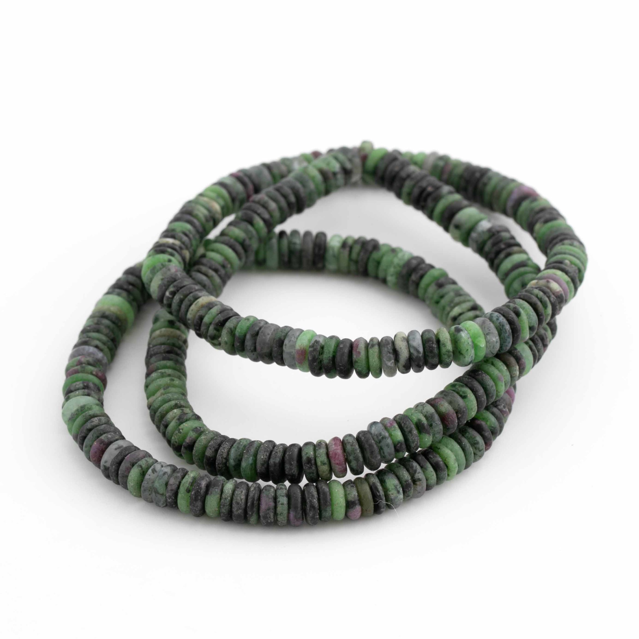 Rubin-Zoisit Button  6x2mm Armband, matt