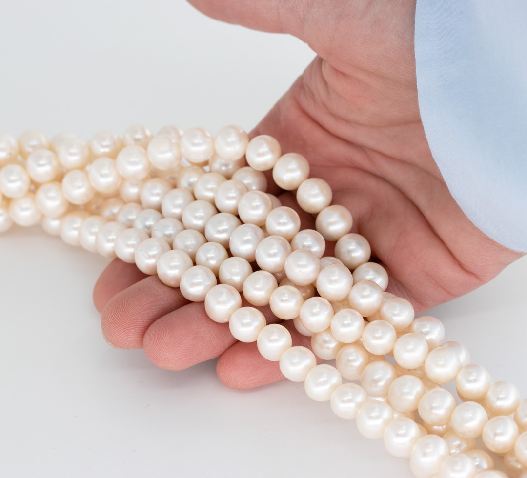 Bild von Süsswasser Perlen Rund  8.5-9mm Strang