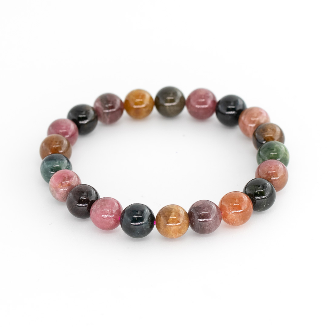 Immagine di Bracciale di perline colorate 9-10 mm in tormalina 