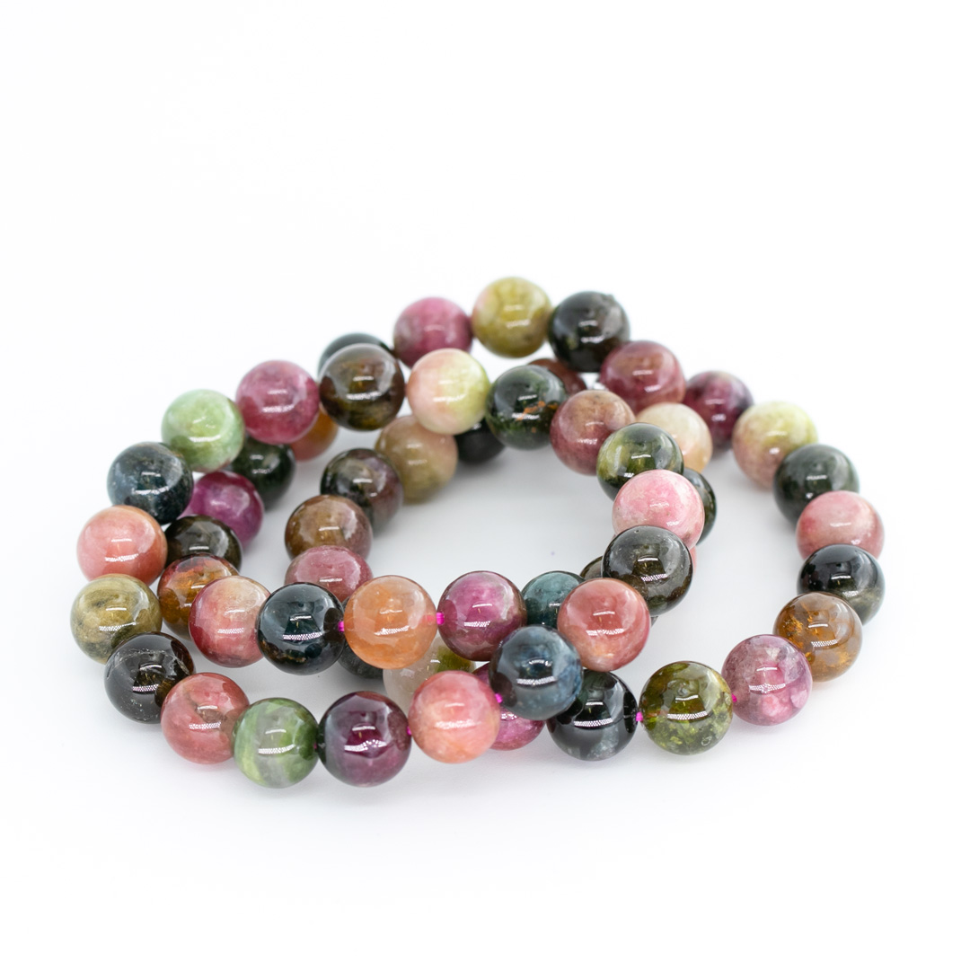Immagine di Bracciale di perline colorate di tormalina 10-11 mm 