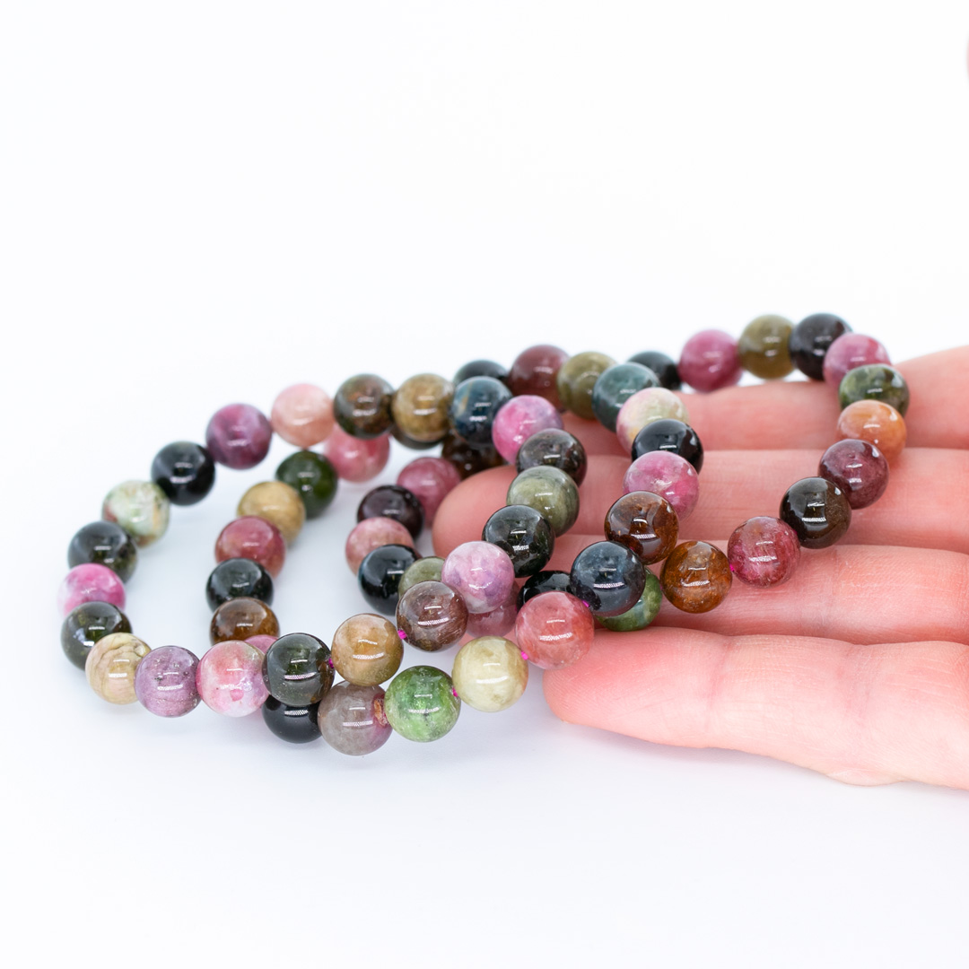 Immagine di Bracciale di perline colorate di tormalina 8,5-9 mm 