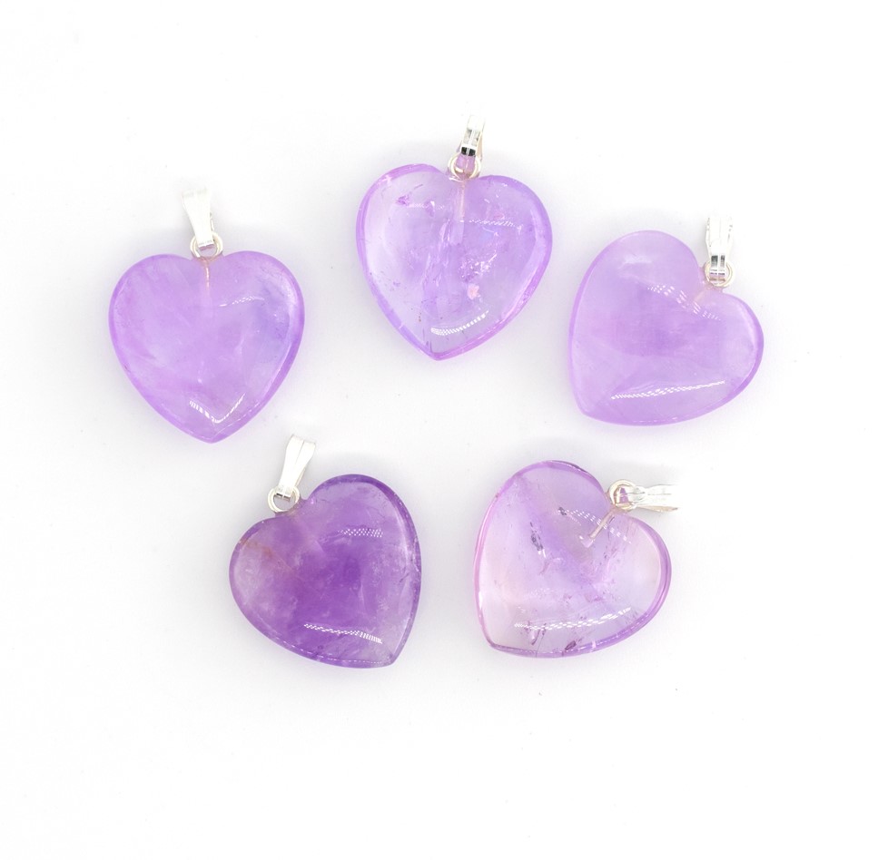 Bild von Amethyst Herz 20x6mm Anhänger (Metall) 