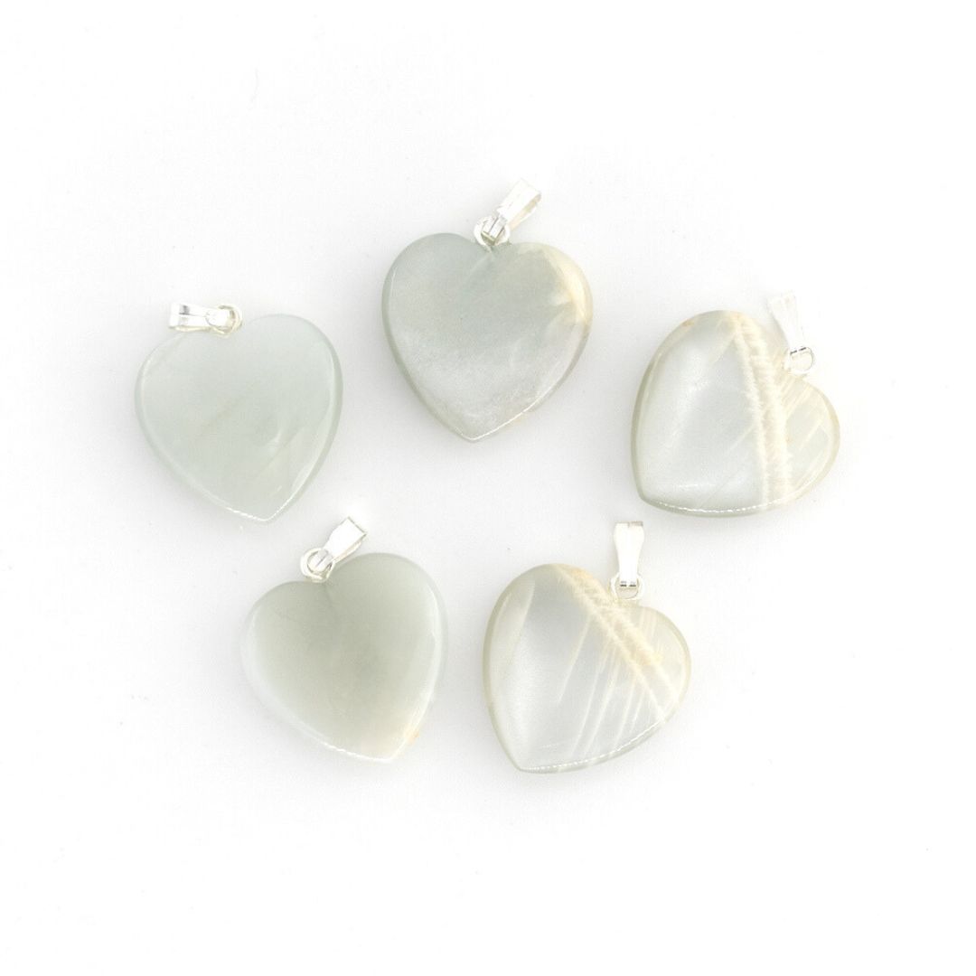 Bild von Mondstein grau Herz 20x6mm Anhänger (Metall) 