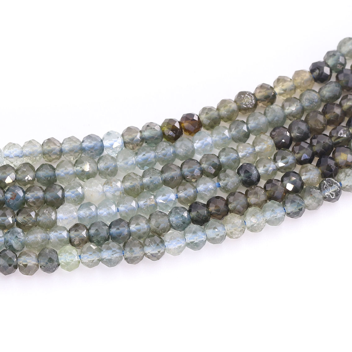 Bild von Turmalin farbig fac. Button  4mm Strang (grün-blau)