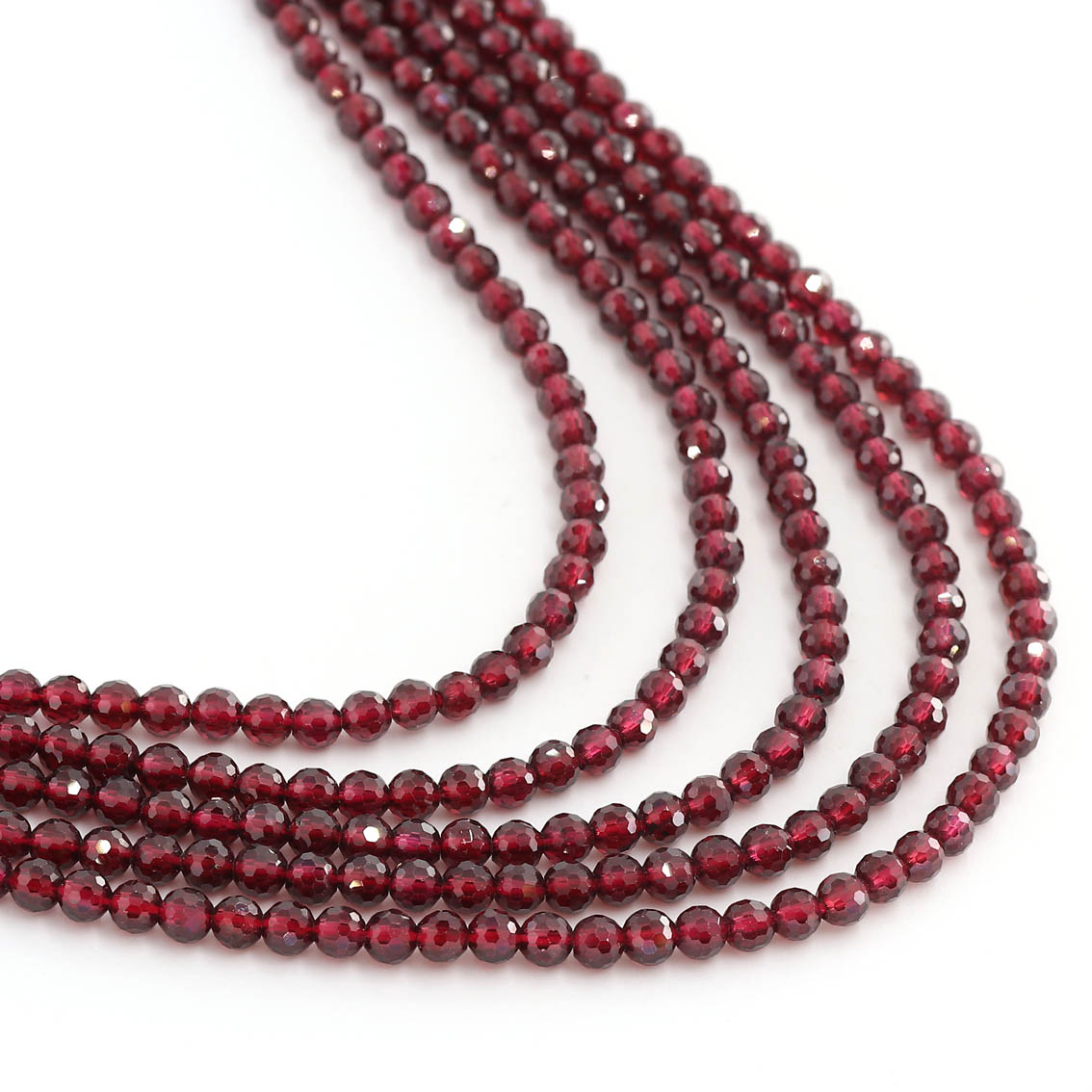 Granat fac. Kugeln  4mm Strang (rot)