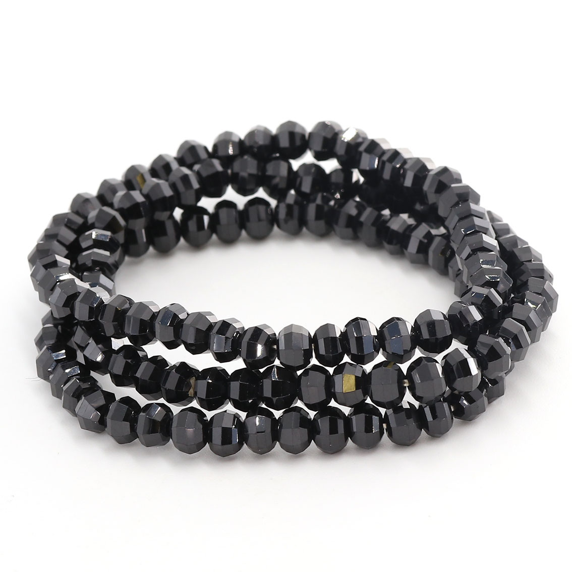 Immagine di Spinello sfaccettato. Bracciale di rondelle 6x4 mm (nero)