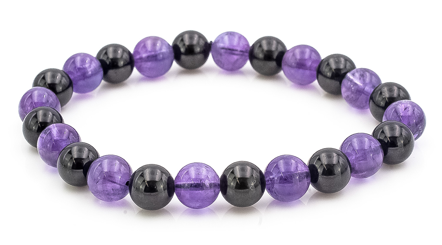 Bild von Amethyst & Turmalin (Schörl) Kugeln  8mm Armband