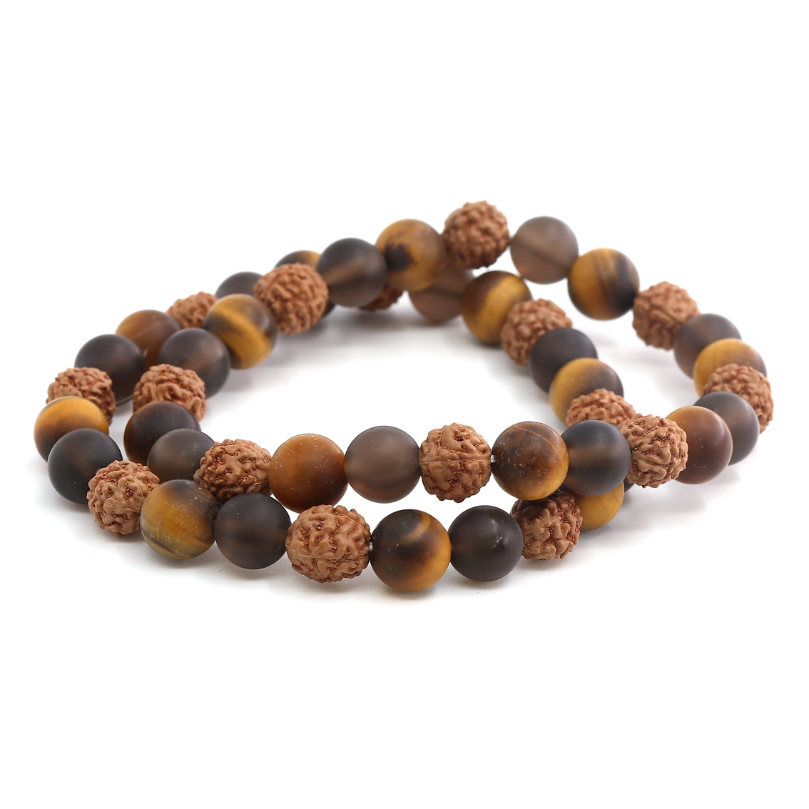 Bild von Rauchquarz & Rudraksha &  Tigerauge Kugeln 8mm Armband, matt