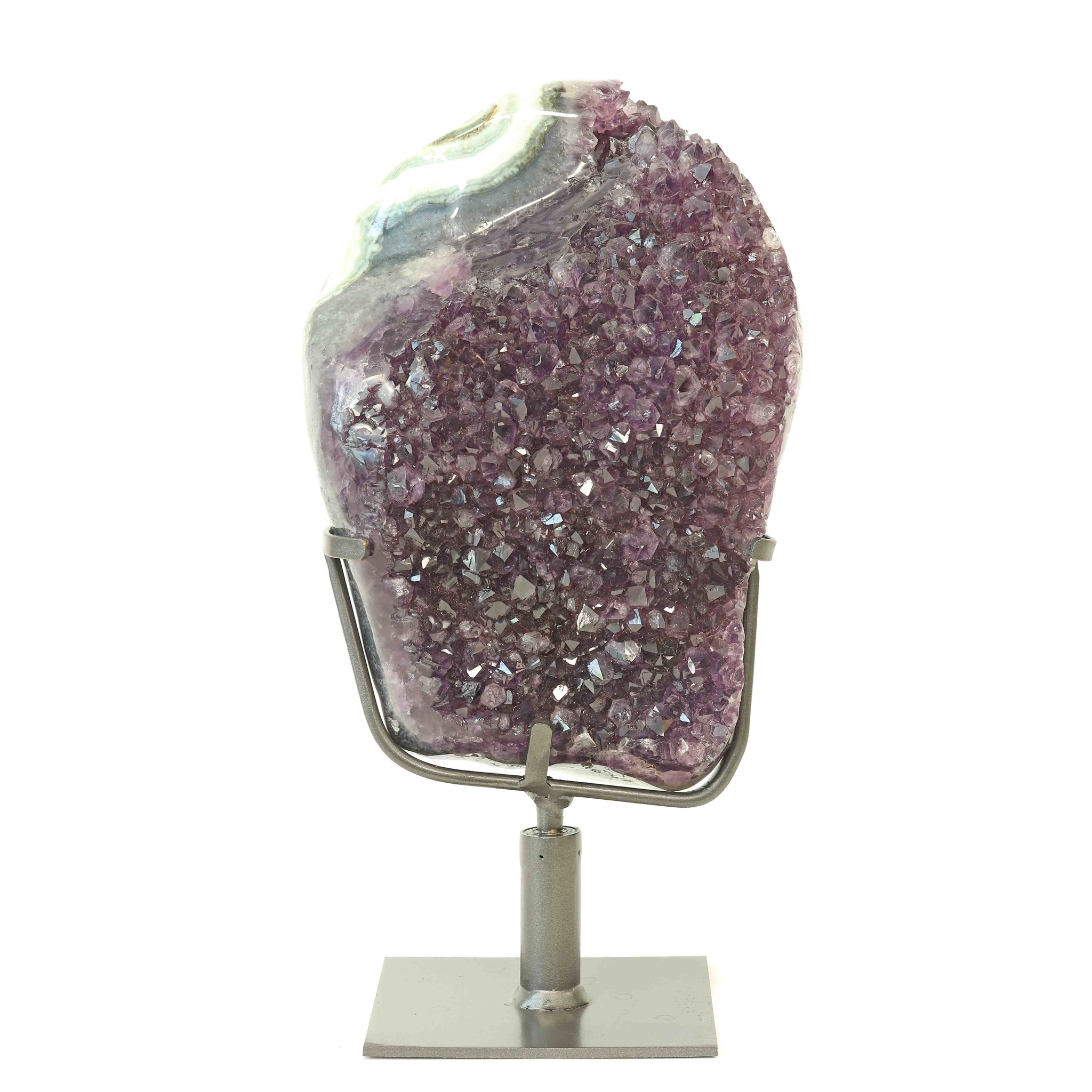 Bild von Amethyst Geoden auf Display drehend, 39.5cm hoch (Uruguay)