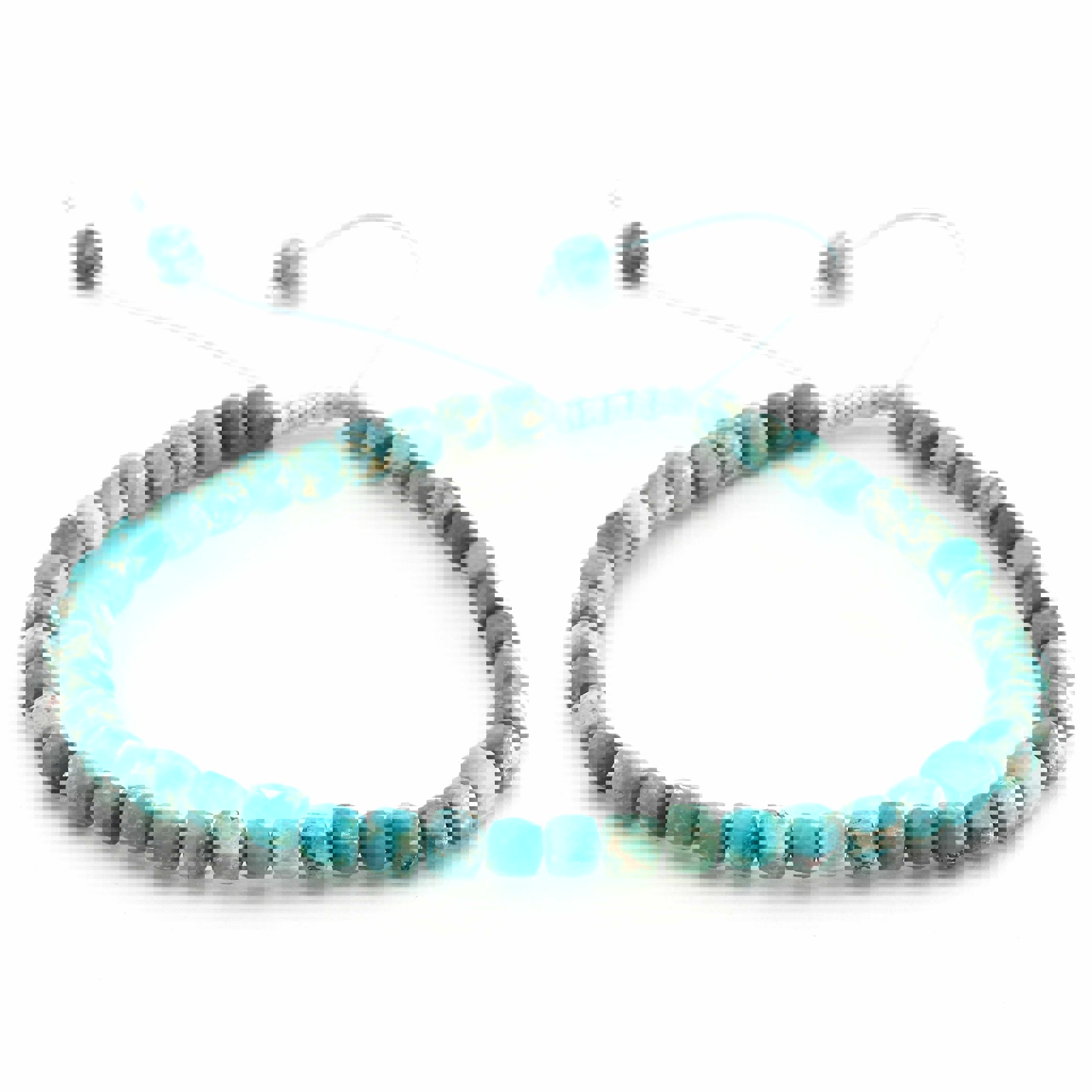 Image de Türkis natur fac. Würfel  4mm Armband mit Knüpfknoten