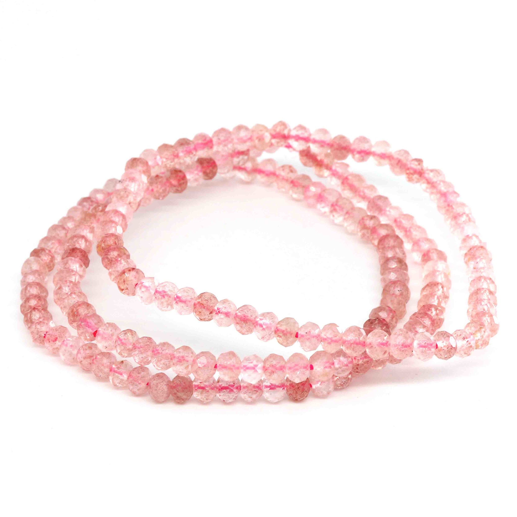 Bild von Erdbeerquarz fac. Button  4mm Armband