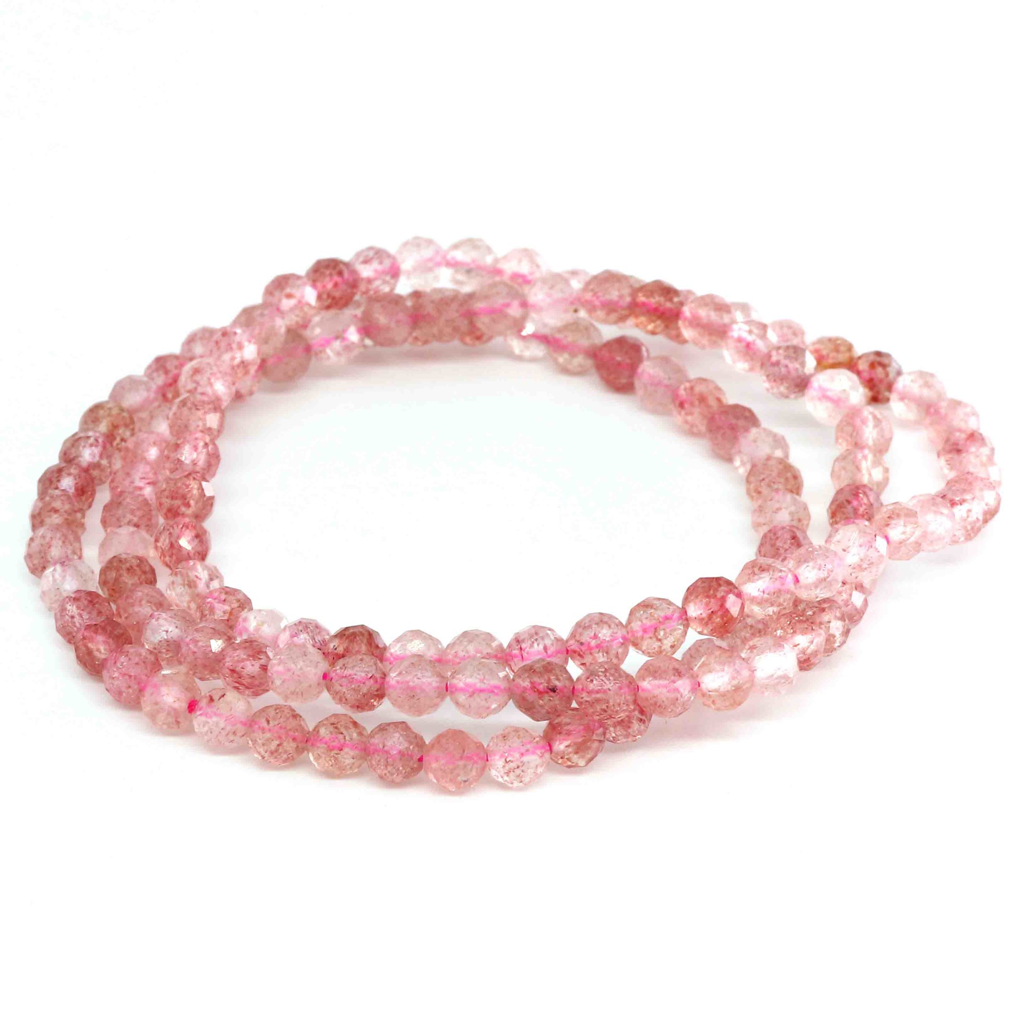 Bild von Erdbeerquarz fac. Kugeln  4mm Armband