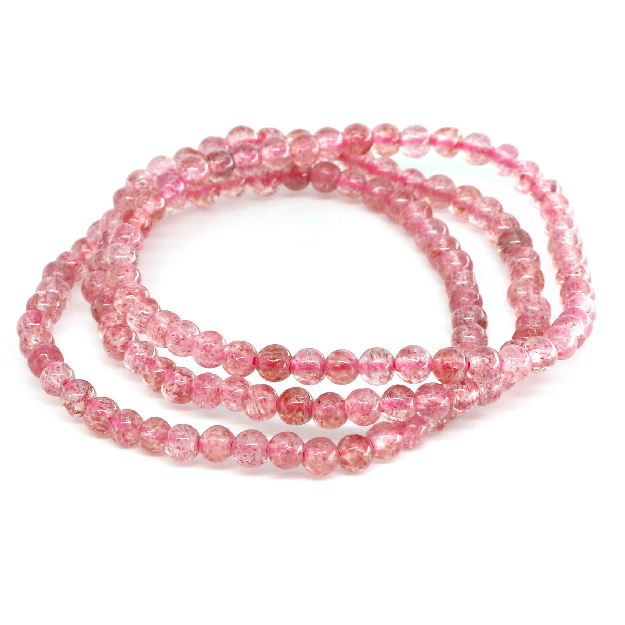 Bild von Erdbeerquarz Kugeln  4mm Armband
