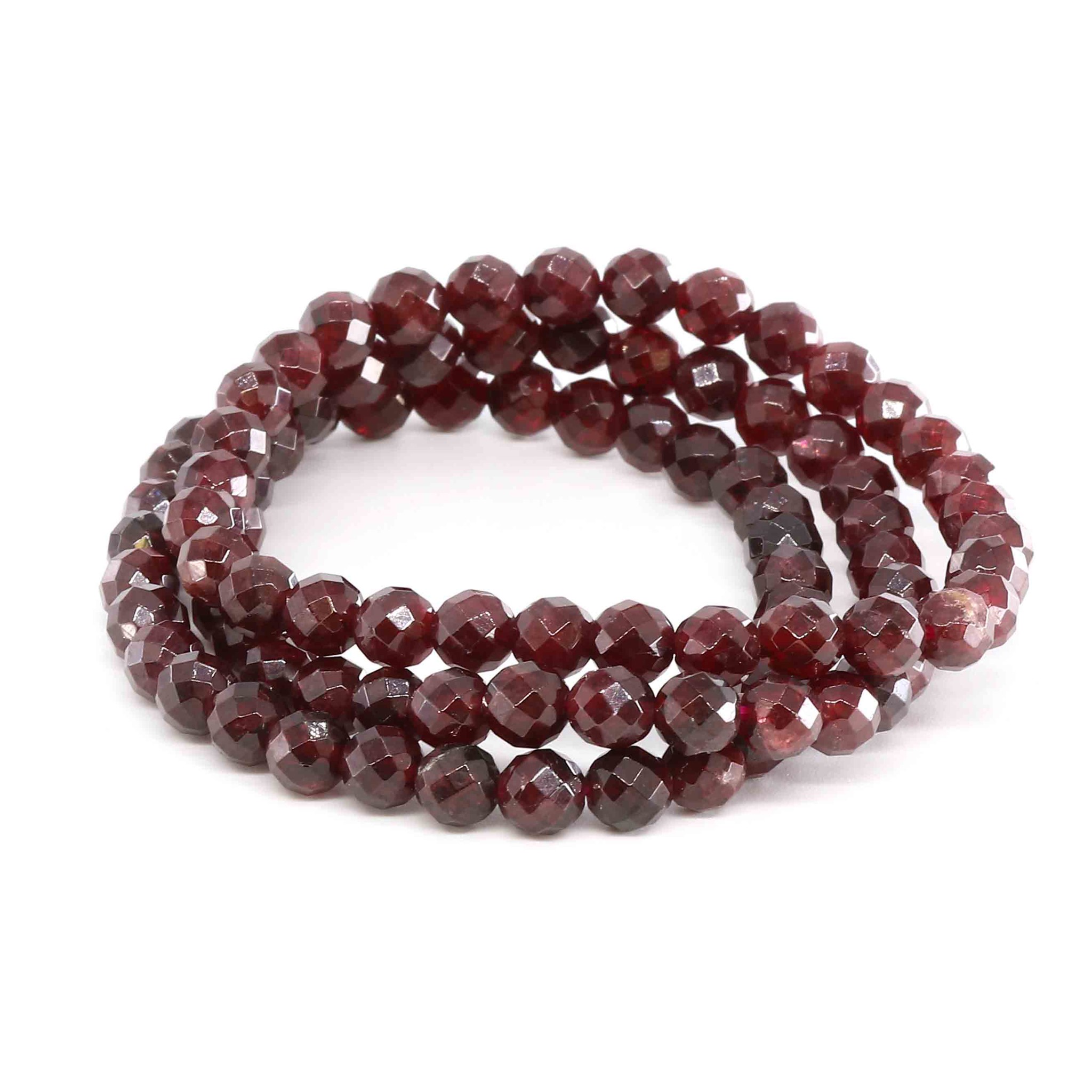 Bild von Granat (rot) fac. Kugeln  6mm Armband