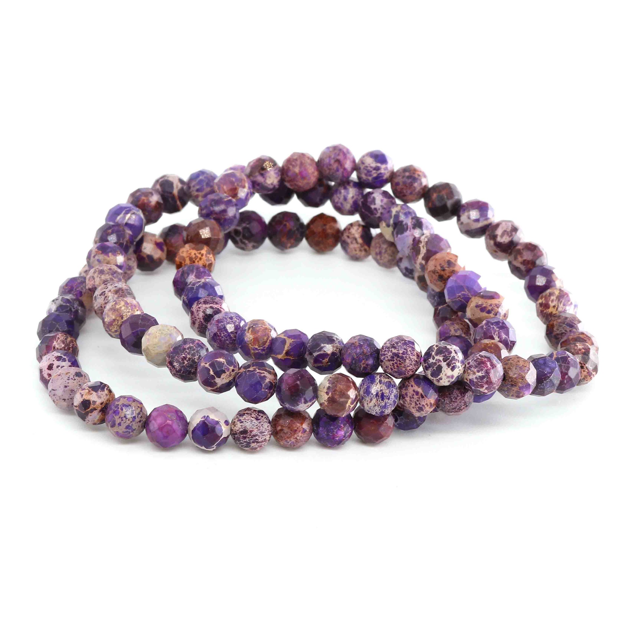 Bild von Lila Impression Jaspis fac. Kugel  6mm Armband