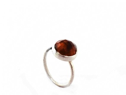 Bild von Rauchquarz Ring facettiert Cabochon 11mmm, Silber