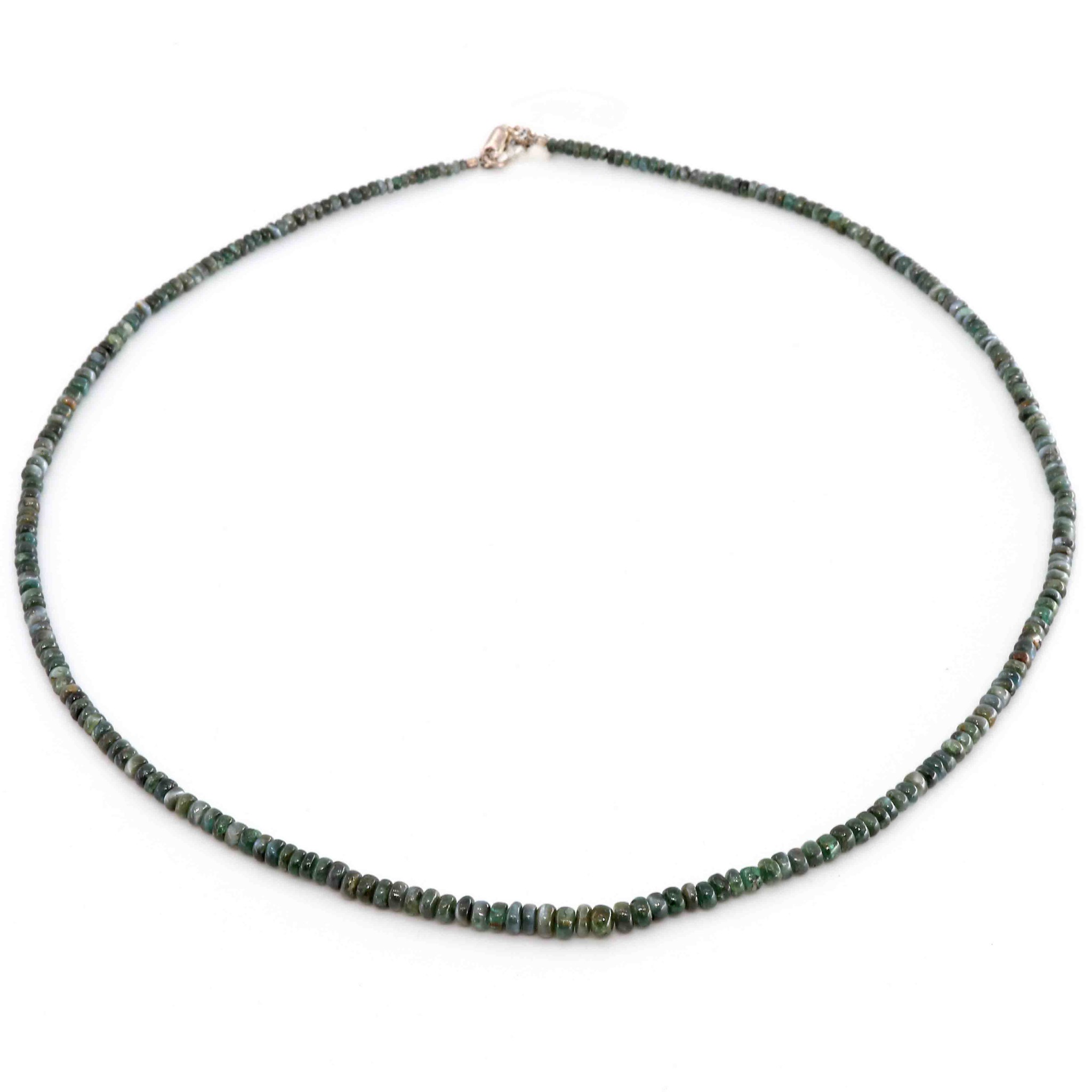 Image de Chrysoberyll Katzenauge Button  3-5mm verlaufend Halskette mit Silberverschluss