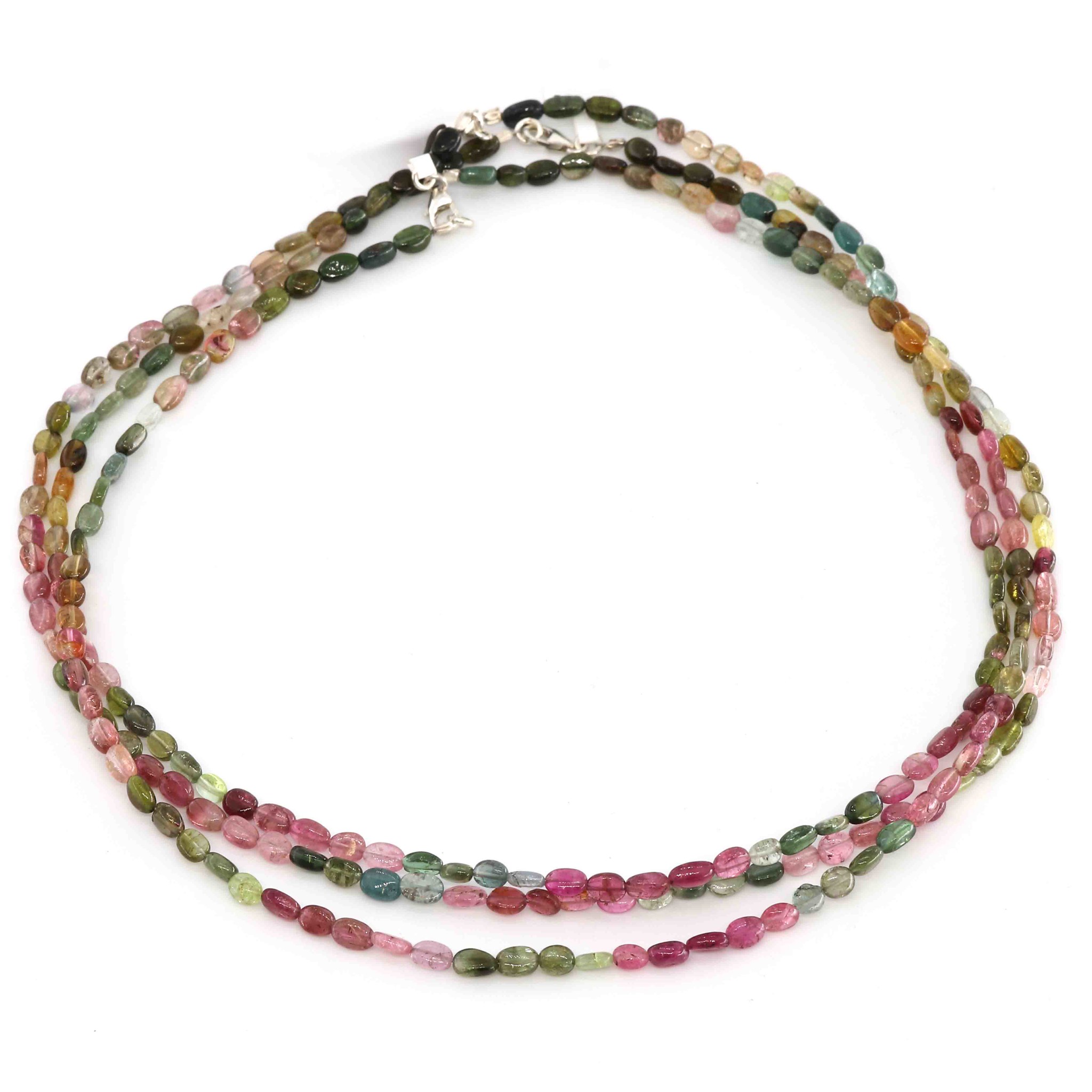 Image de Turmalin farbig Oval  4mm Halskette mit Silberverschluss