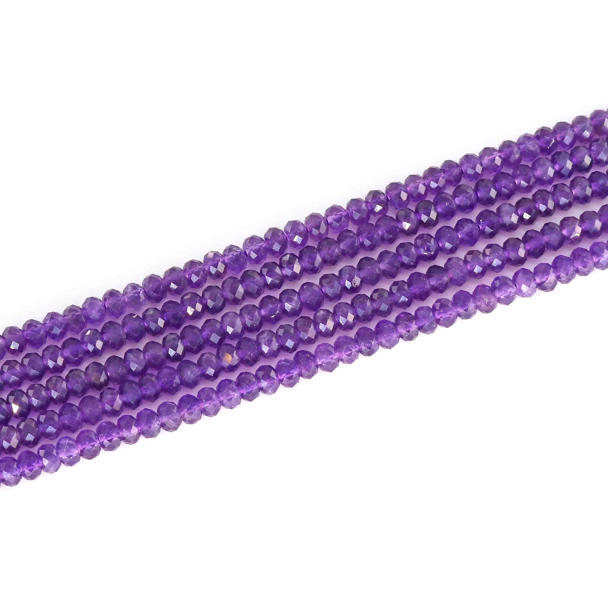 Image de Amethyst fac. Button  4mm Strang Extra (Diamond-Cut)